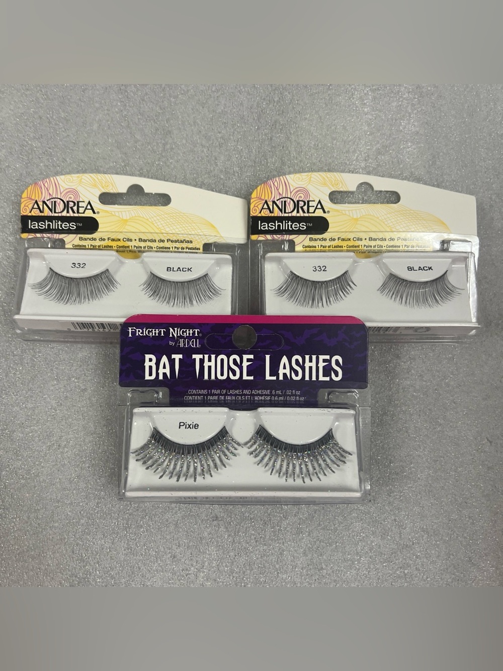 2x Andrea Lashlites 333 Black & 1 Ardell Pixie Fright Night Bat Those Lashes